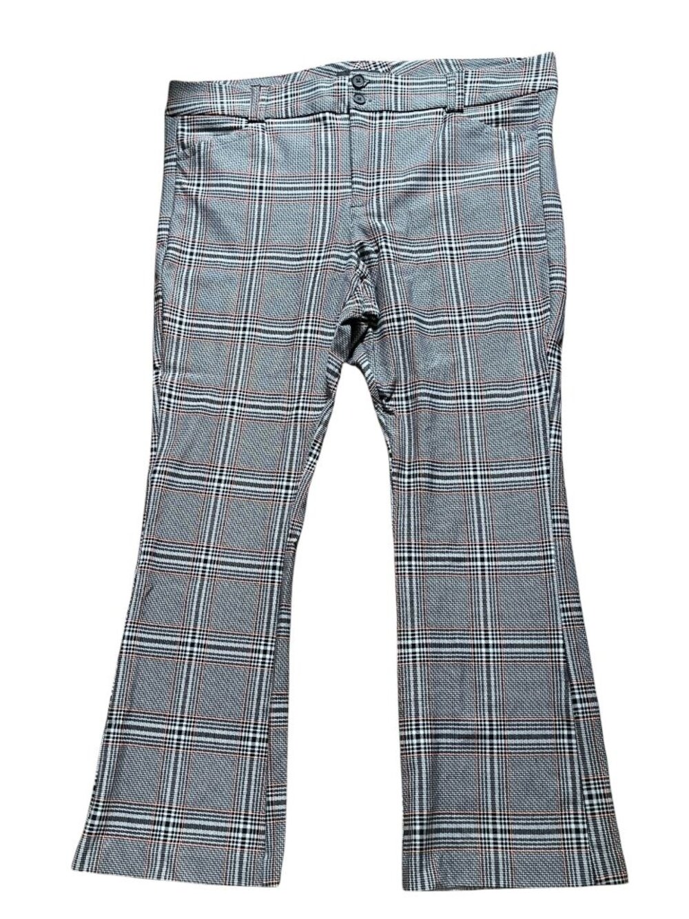 Torrid Womens Grey & White Plaid Flare Pants Size 26R Rayon Blend